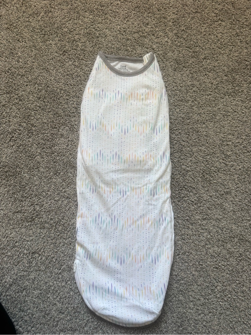 White Multicolor Infant Sleep Sack Dress with Gray Trim